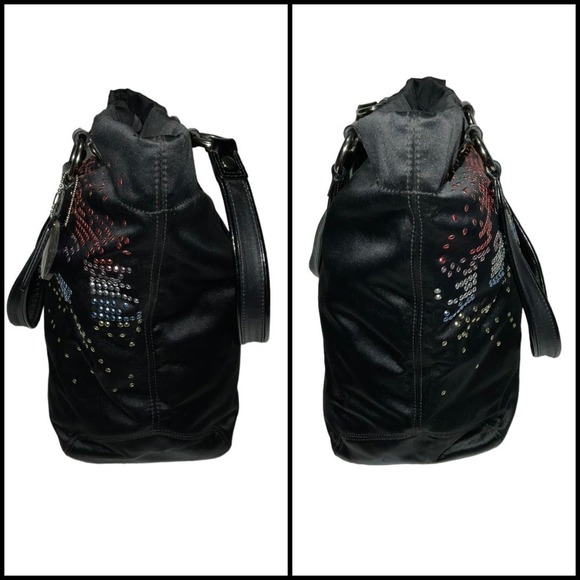 COACH Limited Special Edition Holiday Rhinestone Sateen Tote Shoulder Bag - Picture 6 of 16